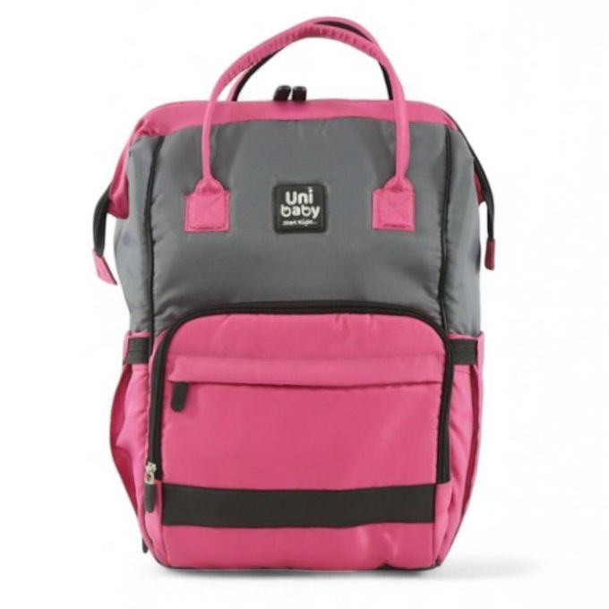 Diaper bag made of polyester blend - pink and gray