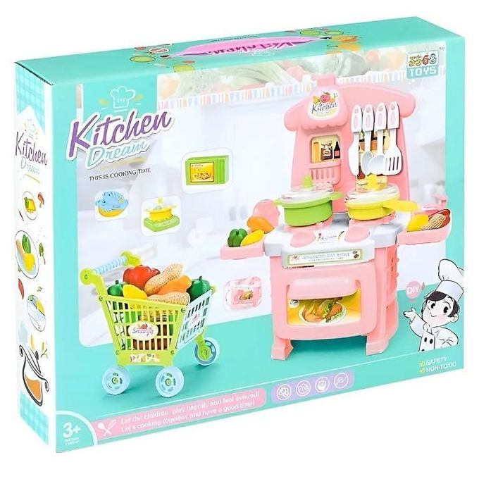 Play Kitchen - Unleash your creativity with the complete Pink Dream Kitchen set, which includes a gas stove.