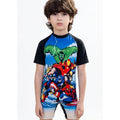 Children's one-piece swimsuit with short sleeves and a zipper