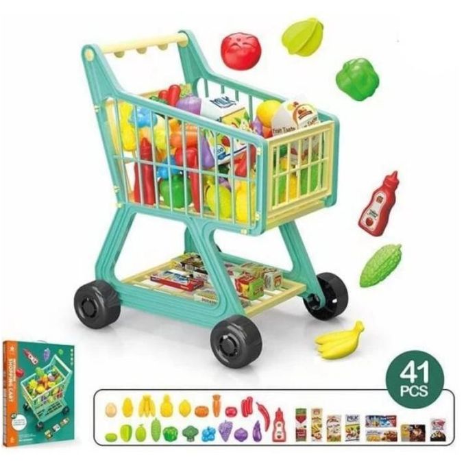 Children's shopping cart, 41 pieces