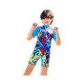 Children's one-piece swimsuit with short sleeves and a zipper