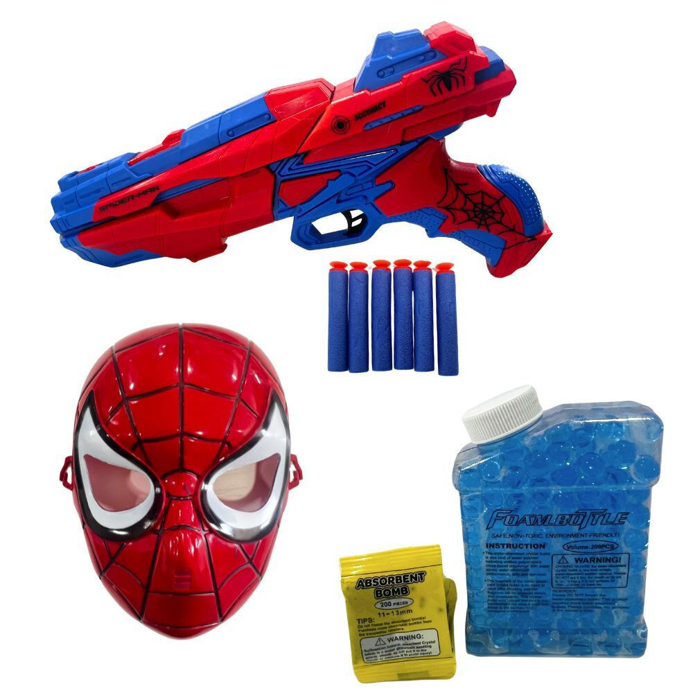 Marvel spiderman Pistol, mask, action figure and bullets