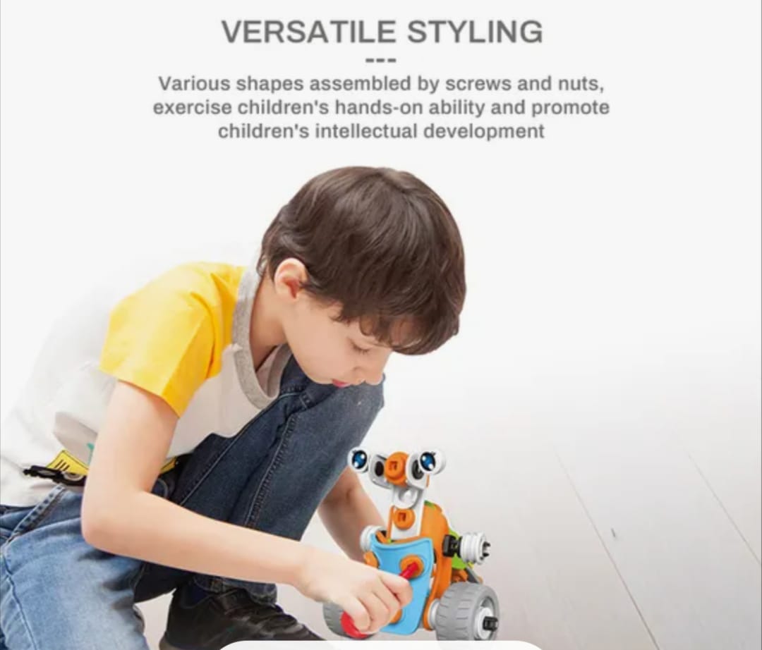 62PCS Child Educational 3-in-1 DIY Assembly 3D Vehicle Puzzle Model Toys Stem Intellectual Plastic Building Block Play Toys Kit for Kids