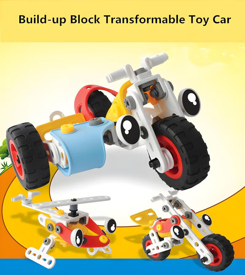 Toybot 3 in 1 Helicopter Motorcycle Tricycle STEM Building 74 Pcs DIY Toys for Kids