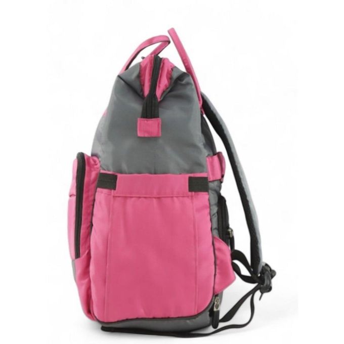 Diaper bag made of polyester blend - pink and gray