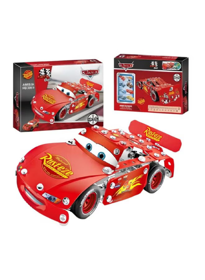 Meccano Metal Disney Cars Toy, Red Racing Car Model Kit, Can Be Disassembled and Reassembled