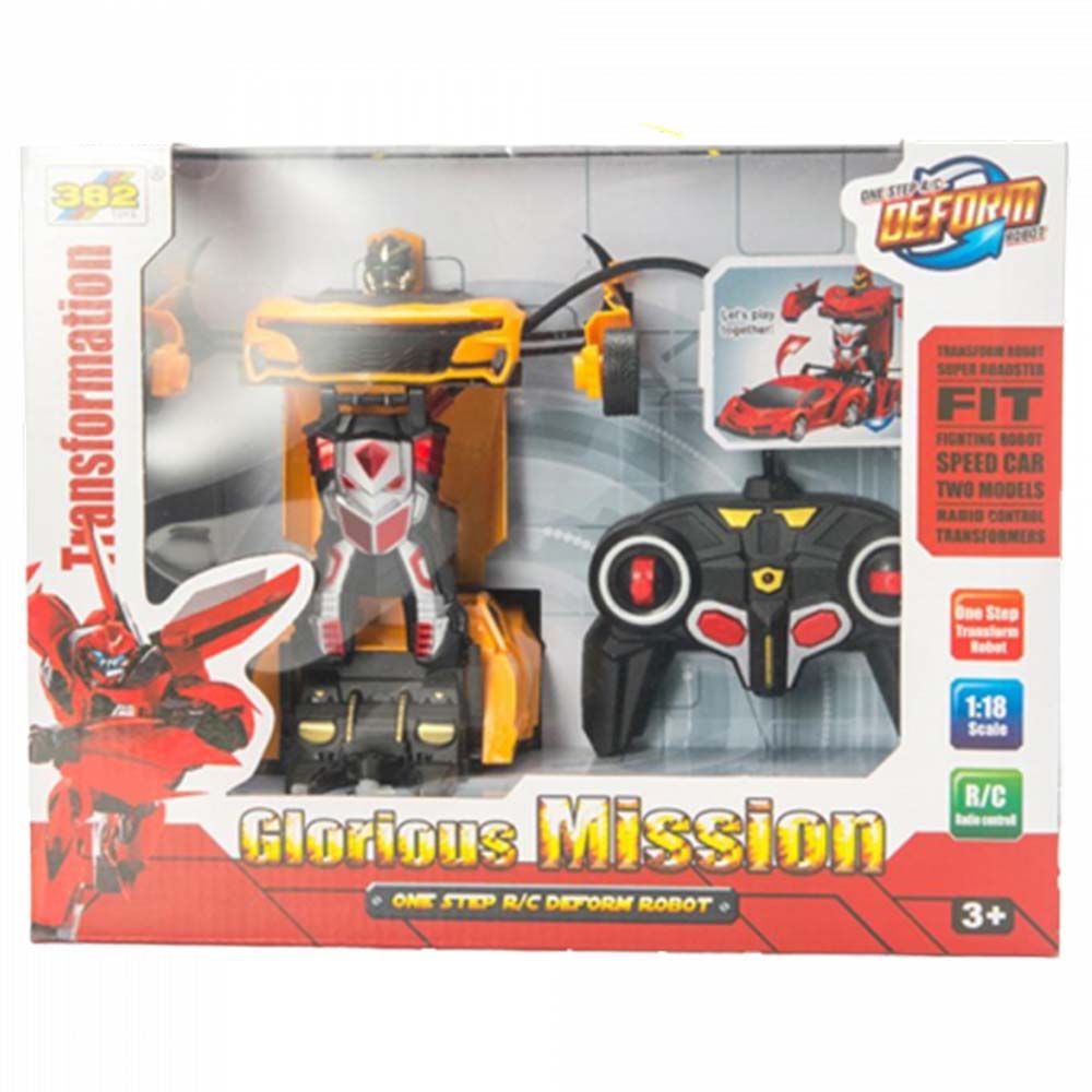 Transforming Remote Control Robot Car - Yellow/Black