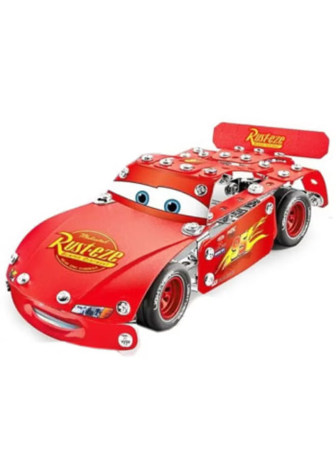 Meccano Metal Disney Cars Toy, Red Racing Car Model Kit, Can Be Disassembled and Reassembled
