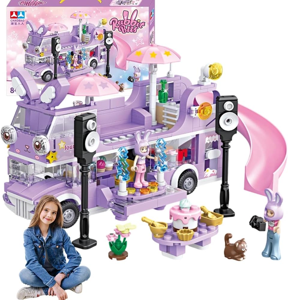Foreverup Motorhome Building Blocks Toy, 486 Pieces Camping Bus Building Set, Bus Building Block Set, Car Building Blocks, Camper Van Kit, Gifts for Girls Boys