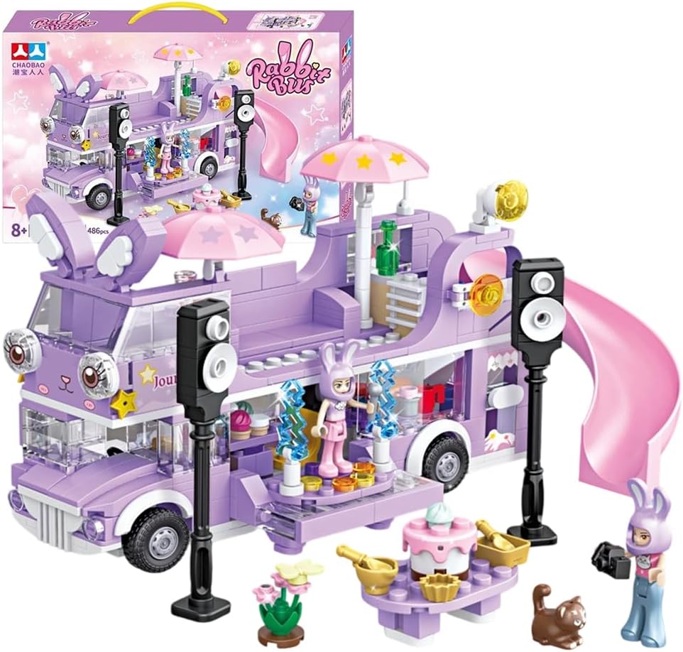 Foreverup Motorhome Building Blocks Toy, 486 Pieces Camping Bus Building Set, Bus Building Block Set, Car Building Blocks, Camper Van Kit, Gifts for Girls Boys