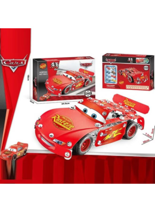 Meccano Metal Disney Cars Toy, Red Racing Car Model Kit, Can Be Disassembled and Reassembled