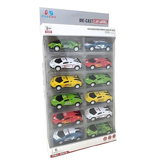 Die-Cast Metal Racing Car Toy Set for Kids – 12-in-1 Multicolor Sports Car Collection | Hot Free Wheels Style Cars