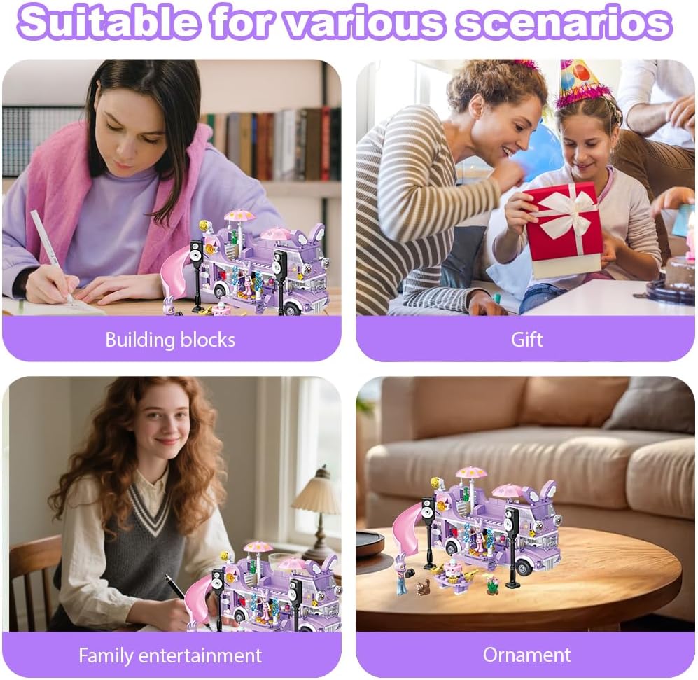Foreverup Motorhome Building Blocks Toy, 486 Pieces Camping Bus Building Set, Bus Building Block Set, Car Building Blocks, Camper Van Kit, Gifts for Girls Boys