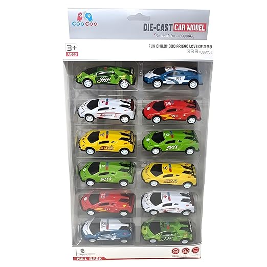Die-Cast Metal Racing Car Toy Set for Kids – 12-in-1 Multicolor Sports Car Collection | Hot Free Wheels Style Cars
