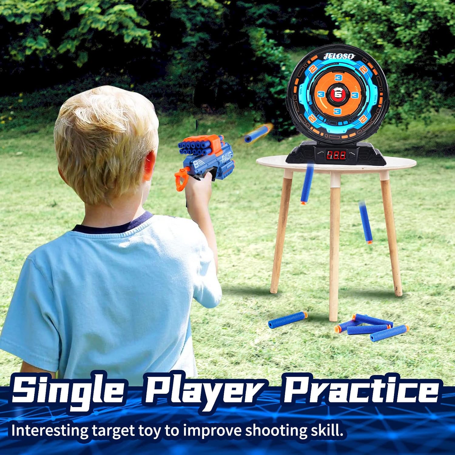 Guns for boys aged 6+, outdoor shooting targets for target practice, fun outdoor toys for children aged 8-12, with favorite Nerf Blueway characters