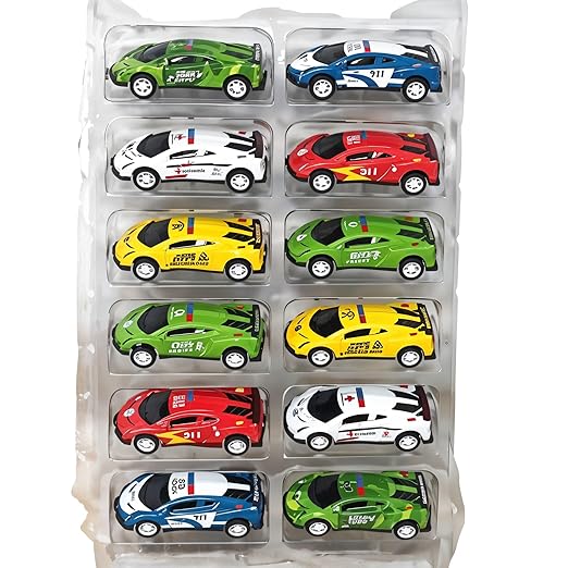 Die-Cast Metal Racing Car Toy Set for Kids – 12-in-1 Multicolor Sports Car Collection | Hot Free Wheels Style Cars