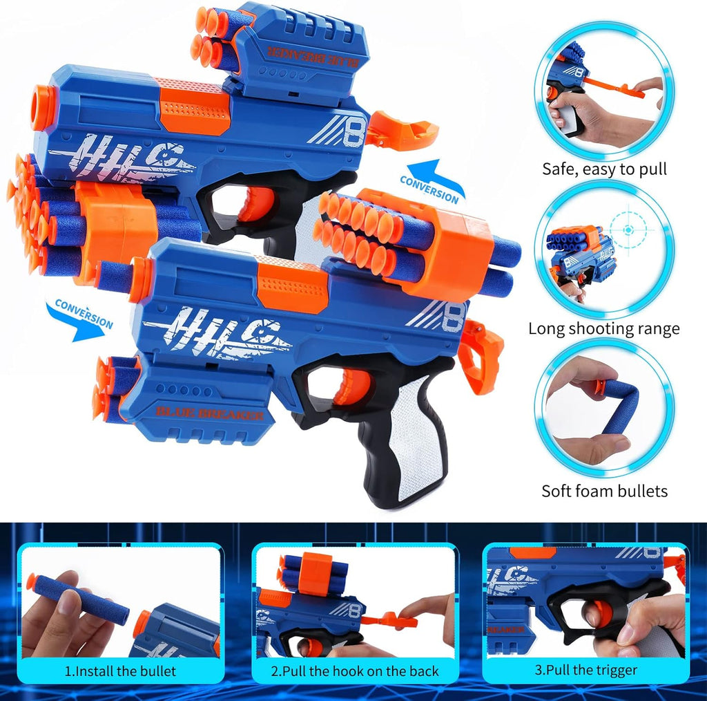 Guns for boys aged 6+, outdoor shooting targets for target practice, fun outdoor toys for children aged 8-12, with favorite Nerf Blueway characters
