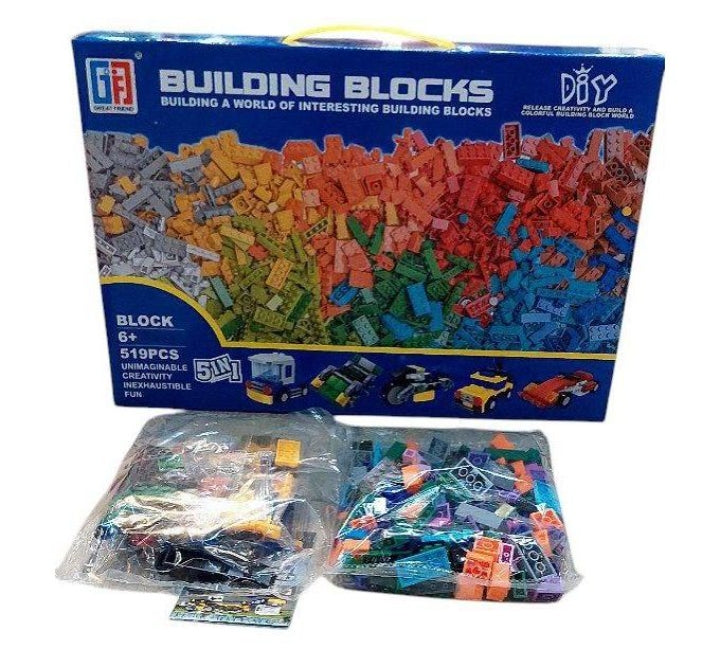 Block Building Set - 519 Pieces - 5 in 1 Vehicle Building Set - Multicolor