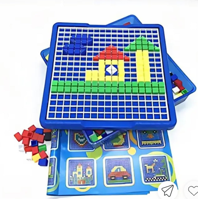 Multi-colored jigsaw puzzle building blocks for children