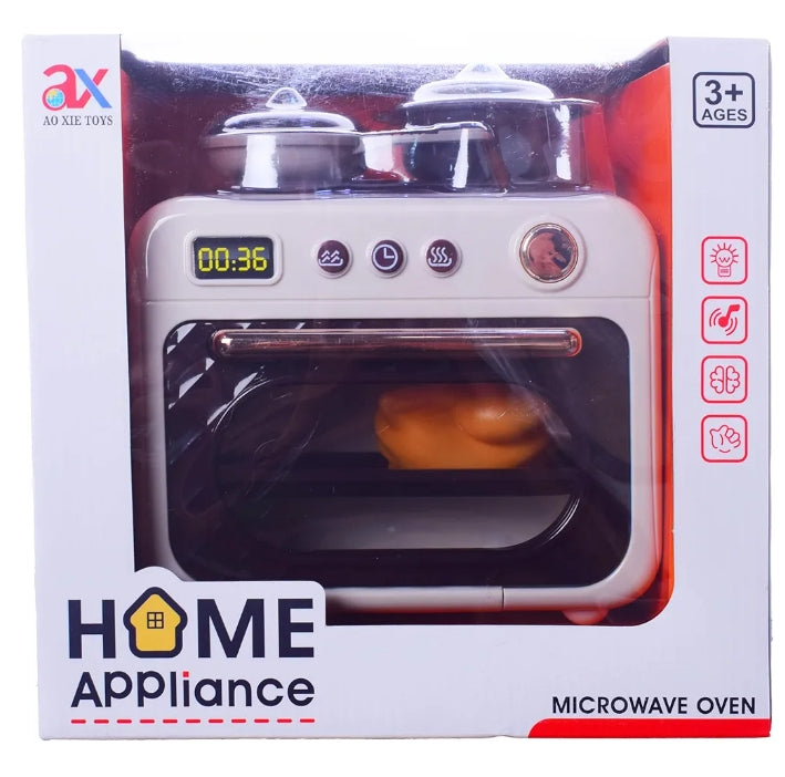 Home Appliances Light & Sound Microwave Oven Toy for Ages 3 and Up, Beige
