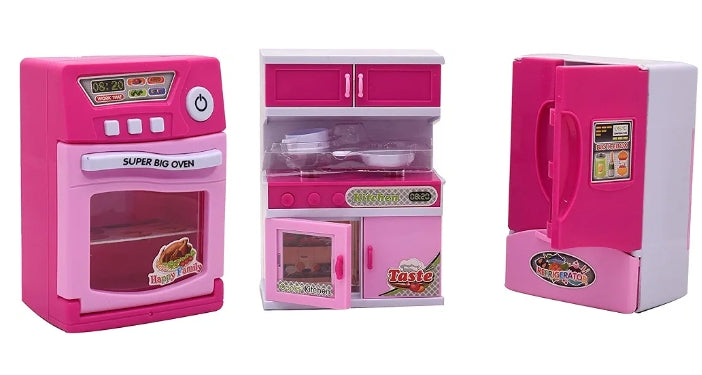 The family kitchen consists of a refrigerator, a stove, and a kitchenette.