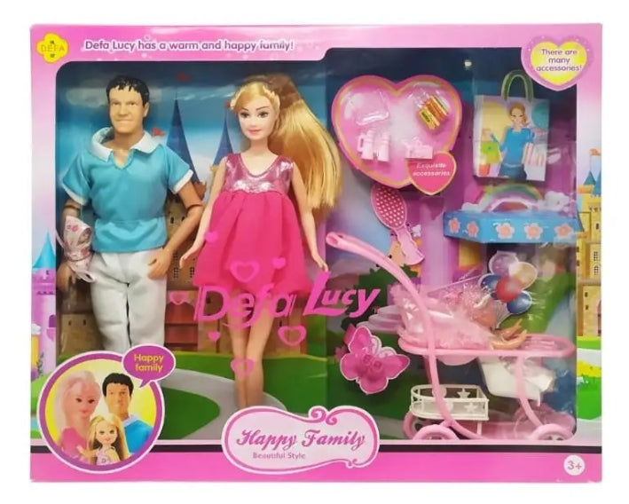 DEFA pregnant doll, KEN, stroller with baby