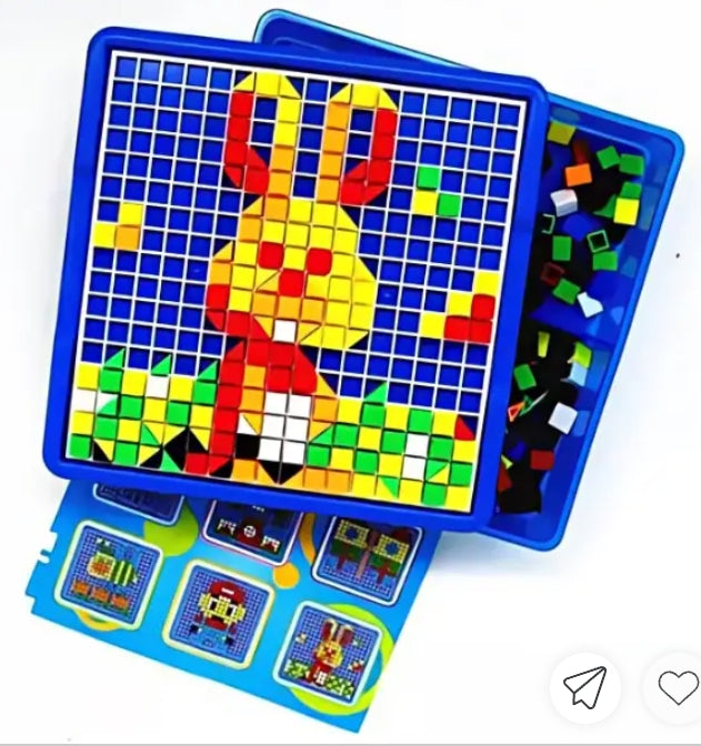 Multi-colored jigsaw puzzle building blocks for children