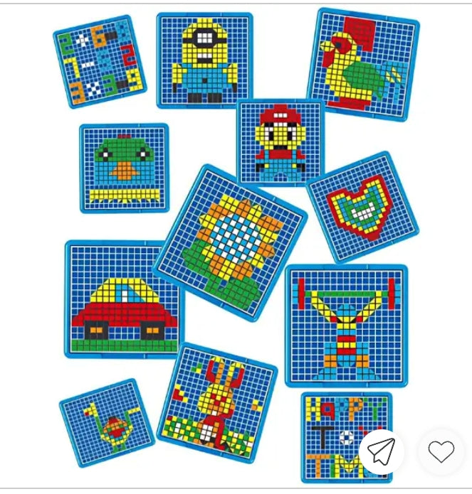 Multi-colored jigsaw puzzle building blocks for children