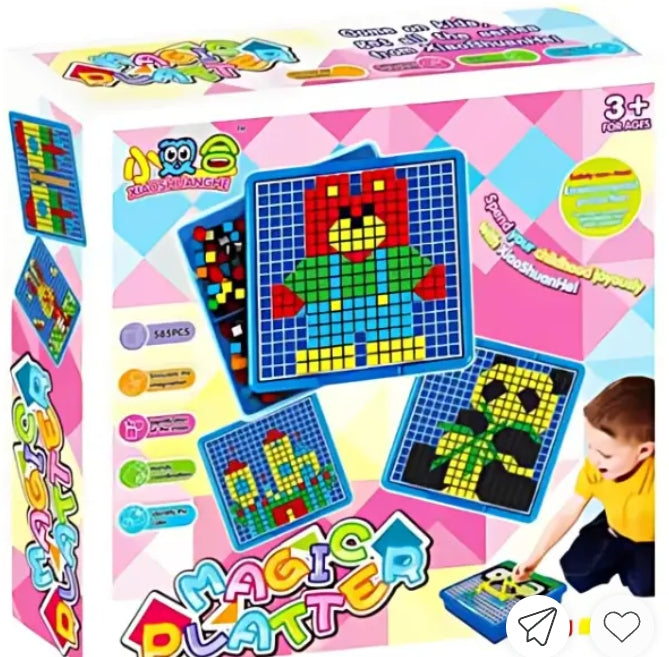 Multi-colored jigsaw puzzle building blocks for children
