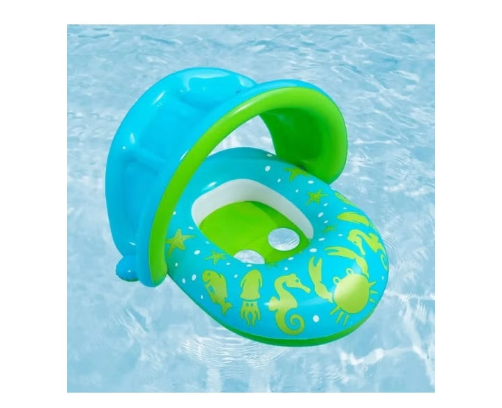 A unique boat-shaped children's float with a sunshade – provides a fun and safe swimming