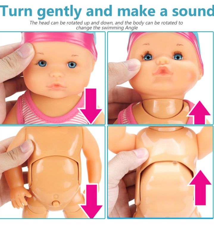 Swimming Baby Doll with Movable Joint Battery Powered Breaststroke Swimming Doll with Detachable Suit Cute Realistic Waterproof Baby Doll for Pool Bathtub, No Battery