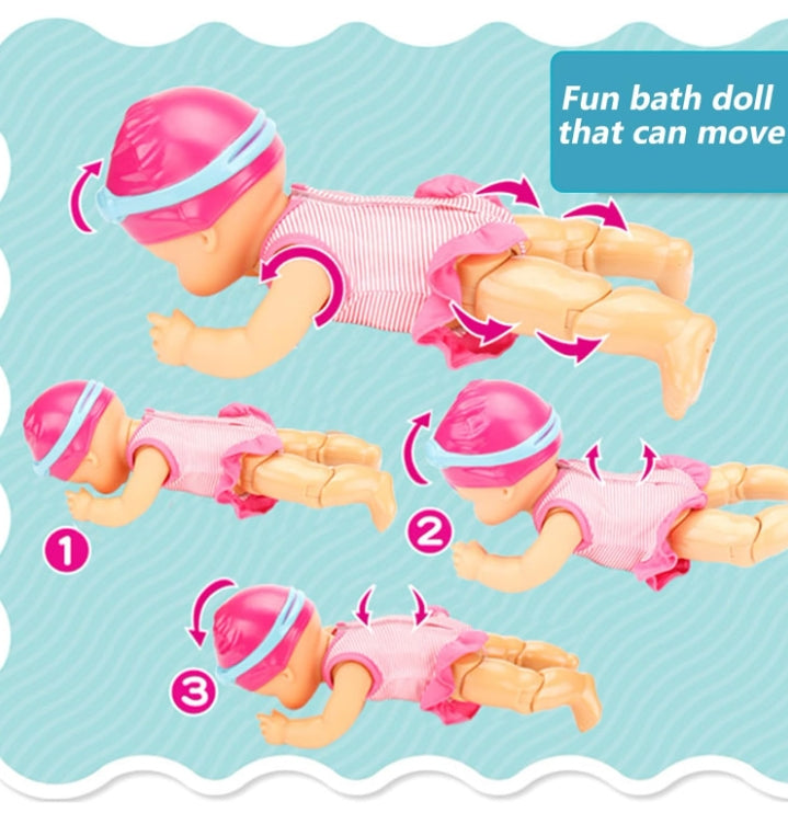 Swimming Baby Doll with Movable Joint Battery Powered Breaststroke Swimming Doll with Detachable Suit Cute Realistic Waterproof Baby Doll for Pool Bathtub, No Battery