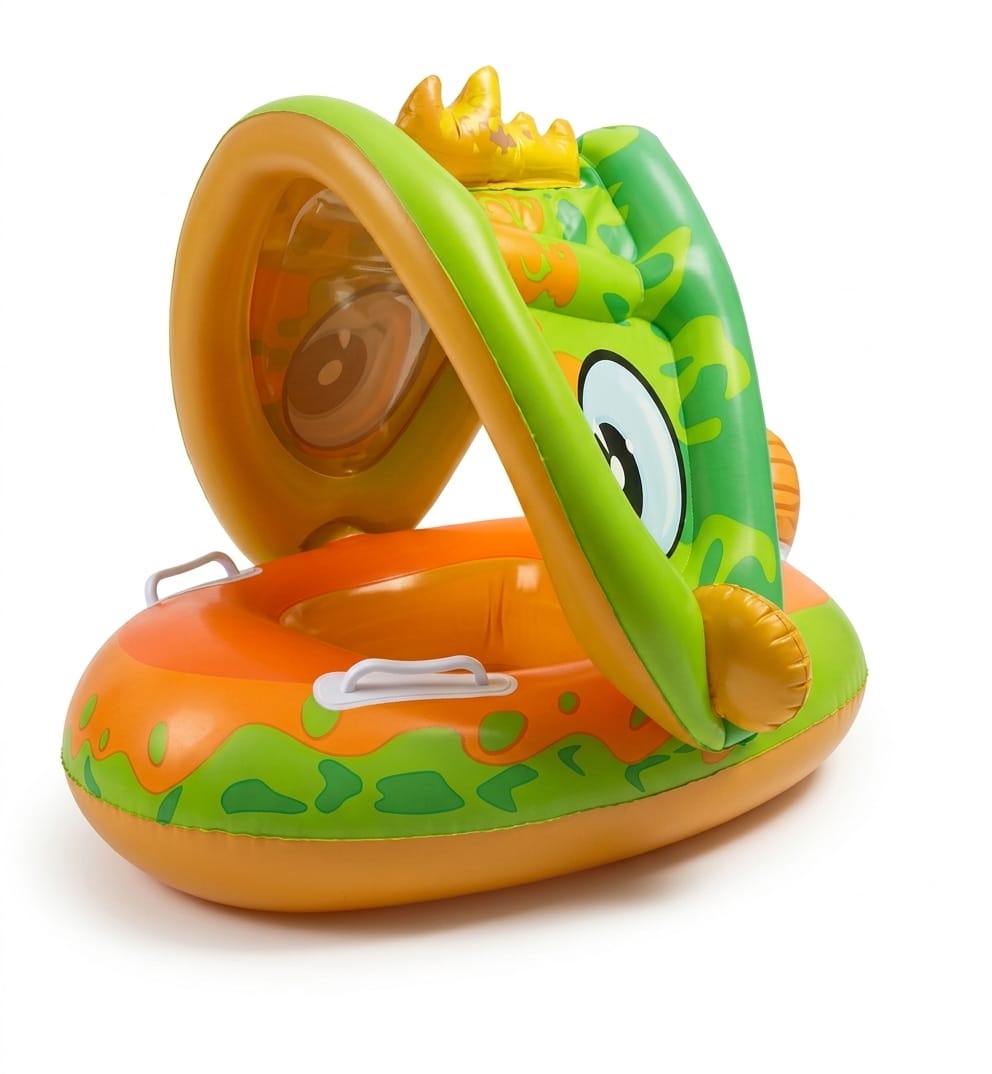 Children's swimming float with sunshade – dinosaur design