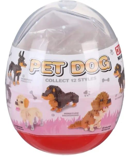 Plastic Egg Shaped Blocks Dog Shape Building Blocks - Red
