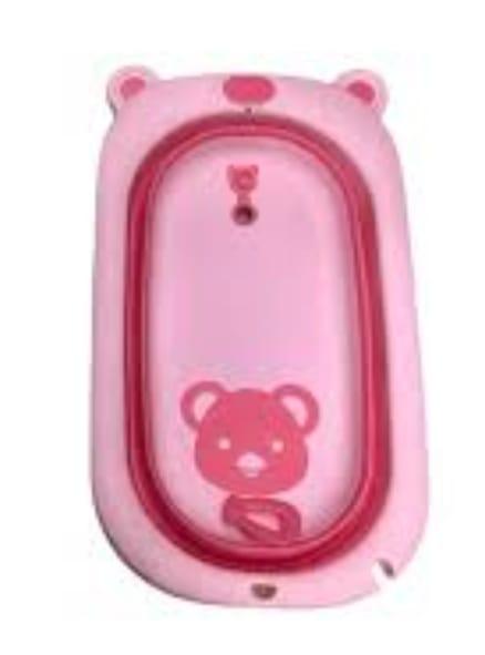 Foldable Baby Bathtub with Bear Design – Pink